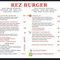 Menu   at Rez Burger  in Mckinney