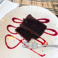 Vegan chocolate fudge cake  at The Goat and Grass in Saffron Walden
