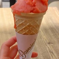 Strawberry ice cream at Damniczki Cukrászda in Szekesfehervar