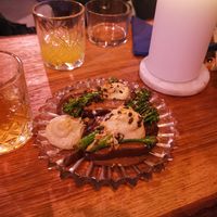 Mushroom with broccolini at Ostara Bar in Oslo