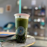 The first day we went we got the matcha with agave and brown sugar boba.  at Bluebird Bubble Tea in Asheville