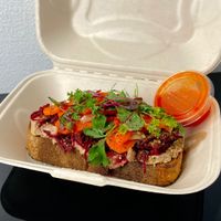 veggie toast + hot sauce (takeout) at B-Side Foods in Seattle
