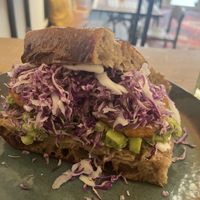 Sandwich mit KartoffelRösti  at Cafe Sprød in Soenderborg