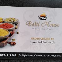 Front of menu (May 2022) at The Balti House in Scunthorpe
