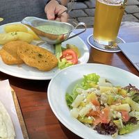 Vegan Schnitzel and asparagus salad  at Dauth-Schneider in Frankfurt