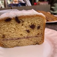 Vegan  bakewell cake  at Swanbourne Lodge Tearoom in Arundel