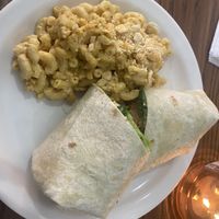 4/5 buffalo Caesar salad wrap with Mac and cheese! Loved the wrap!! The Mac and cheese could use more flavor   at Not Ya Mama's Vegan Cafe in Salem