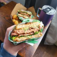 Pictured is the Juicy Marble Steak Sandwich at Not Ya Mama's Vegan Cafe in Salem
