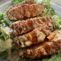 Buffalo chicken Cesare saladd  at Not Ya Mama's Vegan Cafe in Salem