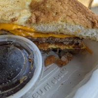 French toast breakfast sandwich at Not Ya Mama's Vegan Cafe in Salem