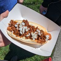 coney dog, no mustard (ne veg fest) at Not Ya Mama's Vegan Cafe in Salem