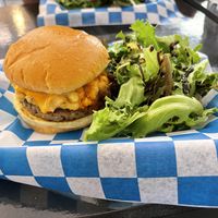 Buffalo Mac Burger  at Not Ya Mama's Vegan Cafe in Salem
