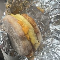Egg and cheese on and English muffin  at Not Ya Mama's Vegan Cafe in Salem