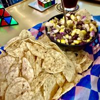 Cowboy Caviar (with chips).  at 2 Feet Brewing Co in Bangor
