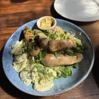 vegan sausages, potato salad, sauerkraut and mustard   at Hahndorf Inn in Hahndorf