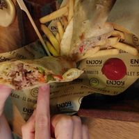 Vegan Burrito (with Beyond Meat) and fries at Bonito Kitchen & Cocktails in Mallorca