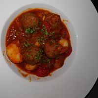 Meatballs with salsa  at Mystilli Roof Garden in Rhodes