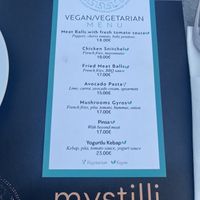 Menu  at Mystilli Roof Garden in Rhodes