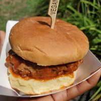 Fried Buffalo chick'n sandwich at Secret Vegan Kitchen in New York City