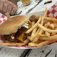 Bacon cheddar ranch fried chicken sandwich  at Secret Vegan Kitchen in New York City