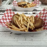 Reuben and Bacon cheddar ranch fried chicken sandwich  at Secret Vegan Kitchen in New York City