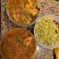 Cauliflower, Brussel sprout, and potato/ pepper dishes  at Smell The Curry in Flourtown