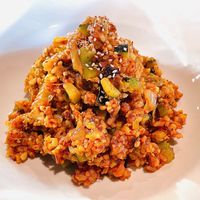 Kimchi jasmine fried rice w/ tempeh   at SHYAMA - CLOSED in Canoga Park