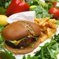 Sunshine Burger w cheese at Sunshine's Vegan in Houston