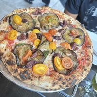 Make your own pizza, small size, with vegan cheese, eggplant, cherry tomatoes, Kalamata olives, basil  at Macoletta Brick Oven Pizzeria in Queens
