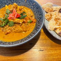Chickpea tofu Massamum curry with side roti . Delish! at Cookatoo Kitchen in Richmond