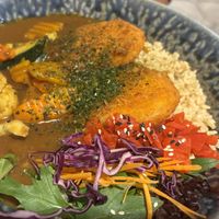 Japanese curry with Korroke and brown rice   at Cookatoo Kitchen in Richmond
