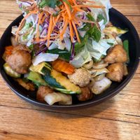 pad see ew with vegan chicken at Cookatoo Kitchen in Richmond