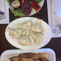 Pkhali, Khinkali and Mexican Potatoes  at Chashnagiri in Tbilisi