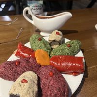 Pkhali and eggplants with walnutts  at Chashnagiri in Tbilisi