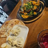 Mushroom khinkhaki, lobiani and mushrooms with potatoes (super tasty) at Chashnagiri in Tbilisi