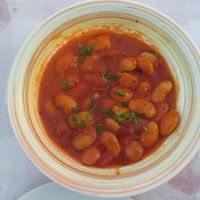 Giant beans in sauce at Restaurant Levante in Crete