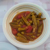 Saganaki, vegetables cooked in tomato sauce, it may be different according to the season at Restaurant Levante in Crete