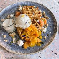 vanilla mandarin waffle  at enila plant based ice cream in Basel