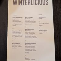 Winterlicious Menu at Hawker in Toronto