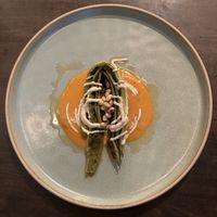 Runner Beans (red pepper sauce, pine nut)  at Hawker in Toronto