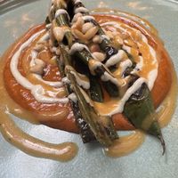 Runner beans, red pepper sauce, pine nuts  at Hawker in Toronto