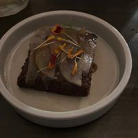 Sticky date cake with fermented pears at Hawker in Toronto
