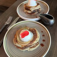 Buckwheat pancakes with spruce ice cream  at Hawker in Toronto