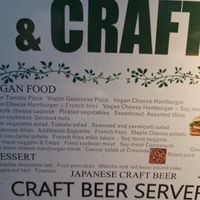 Vegan food menu at Craft Beer Server Land in Tokyo