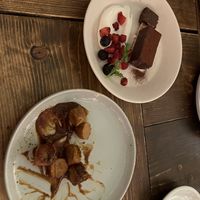 Vegan currywurst and vegan chocolate tart  at Craft Beer Server Land in Tokyo
