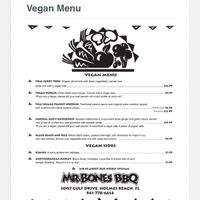 Vegan Menu at Mr Bones BBQ in Holmes Beach