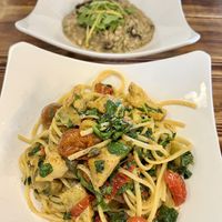 Mushroom risotto and lemon pepper linguine  at Brie & Barrel in Port Alberni