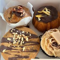 Cookie stuffed with "nutella",salted-caramell cupcake,jaffa-cake and pecan-maple-muffin at Ruby's of London in Tunbridge Wells