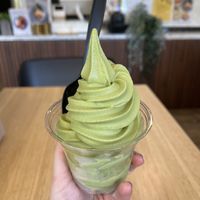 Matcha soft serve (soy)  at Burosu Ramen in Los Angeles