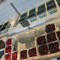 Fresh berries from their farm. Grabbed cherries and they're perfect! at Doyle Farms in North Rose